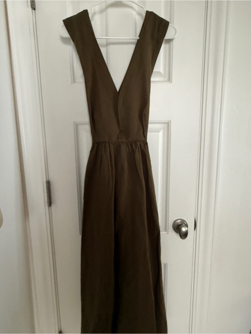 Apiece Apart Olive Midi Dress with Deep V-Neck